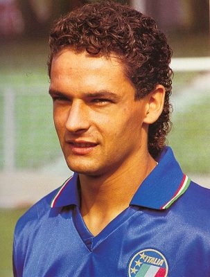 Photo of roberto baggio in 1990 - italian soccer player